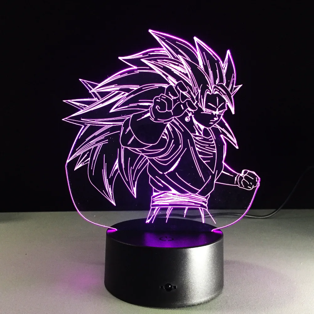 8 типов ночной Светильник Dragon Ball s WuKong Vegeta 3D лампа светильник 7 цветов акриловая