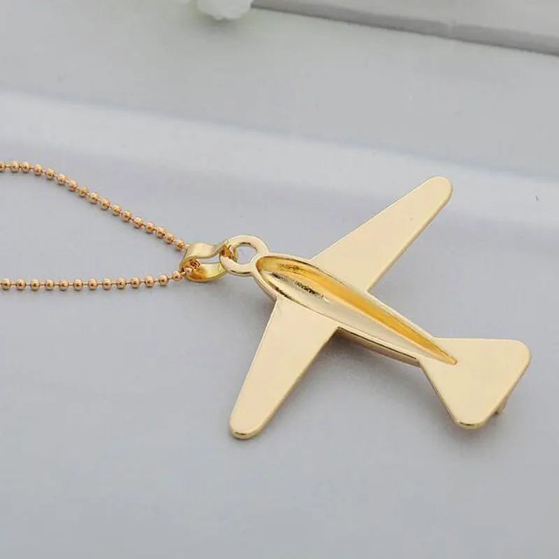 Золотой простой самолет подвеска &quotсамолет&quot ожерелья для мужчин мальчик