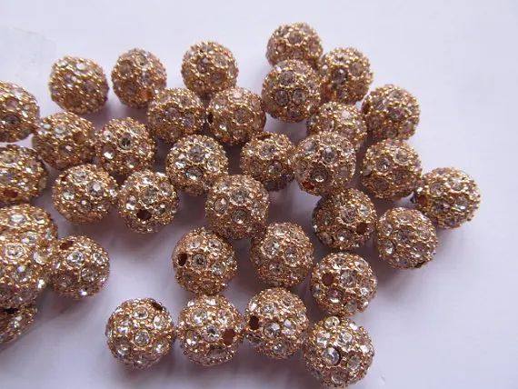 

wholeasel--50pcs 6 8 10 12mm Bling Pave Crystal Brass Spacer Round Ball gold silver Gunmetal Hematite Jet Charm beads