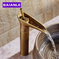 contemporary modern open spout water basin faucet bathroom vessel sink mixer taps antique brass faucet