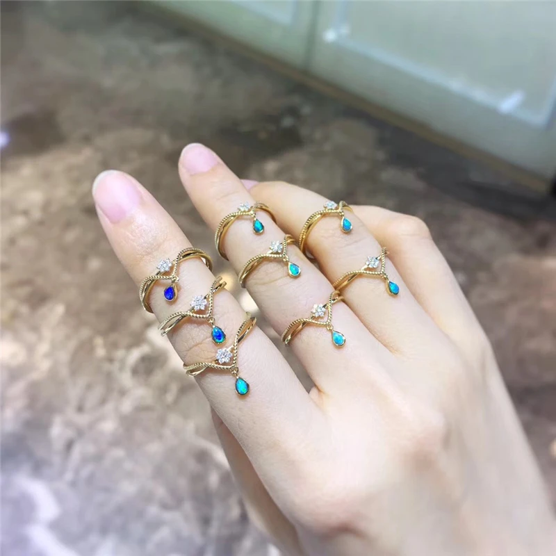 Aazuo 18K желтое золото натуральный опал искусственный Рождественский подарок для