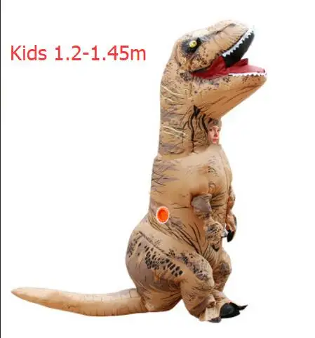 Kids Brown T Rex Надувной костюм динозавра для взрослых и детей, костюм T REX, маскарадный костюм, маскарадный костюм на Рождество и Хэллоуин для мужчин и женщин - Цвет: Kids Brown T Rex