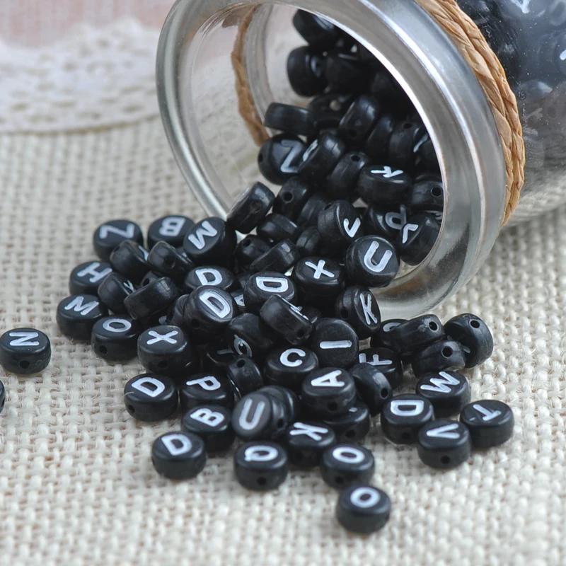 

Mixed black Acrylic Alphabet/Letter Flat Round Pony Beads For Jewelry Making 7x3mm 400PCs YKL0153