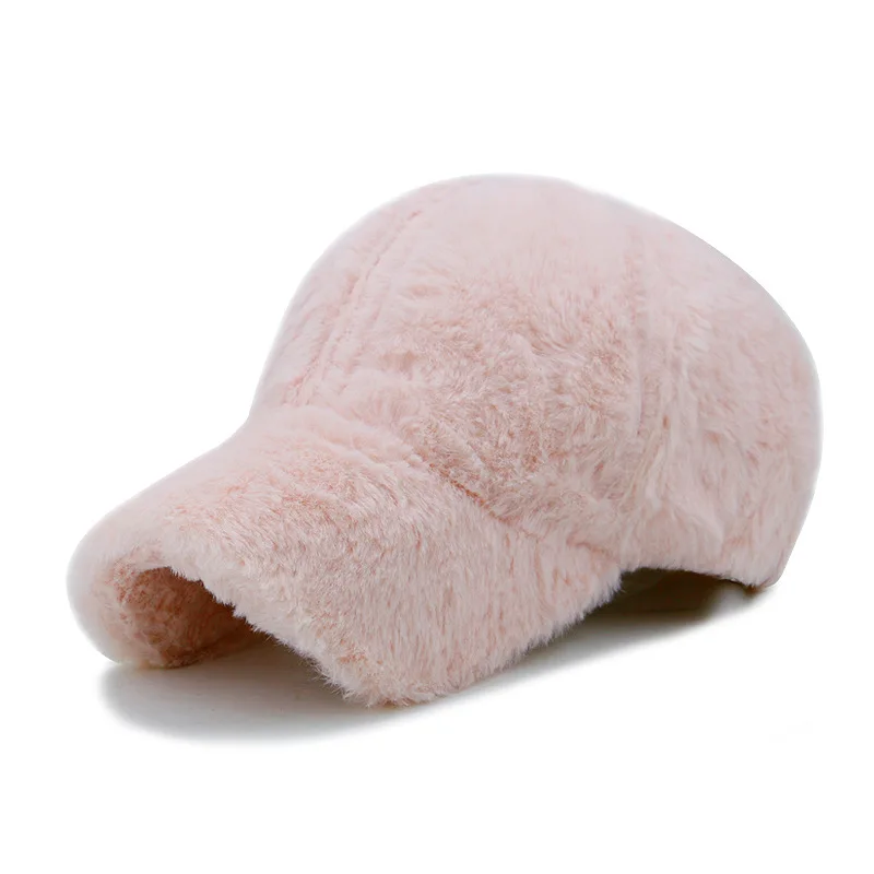 pink Lanmaocat 6 Панель Кепки теплые зимние Бейсбол Кепки унисекс Мех Бейсбол Шапки Для женщин мужские волосатые Кепки Утепленная одежда зима Кепки s - Цвет: pink