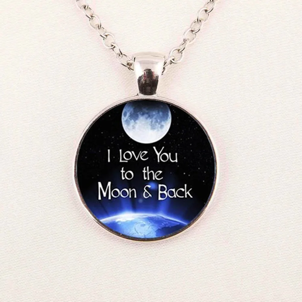 Оптовая продажа стеклянный кабошон 25 мм Ожерелье I Love You to the Moon and Back ожерелье