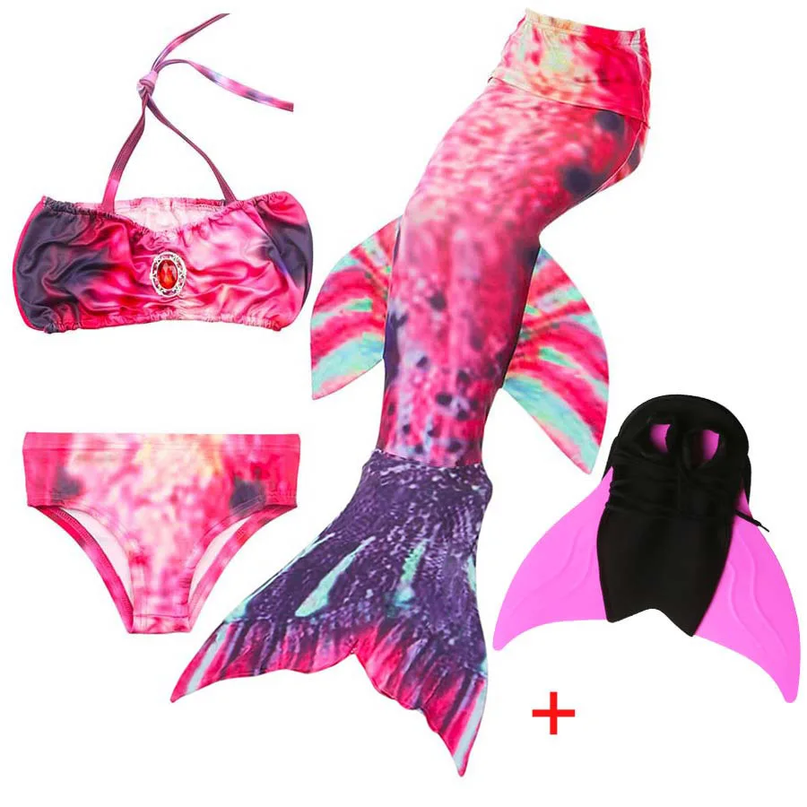 Новинка! 4 шт. детский костюм Русалочки для плавания хвост русалки с моноластами