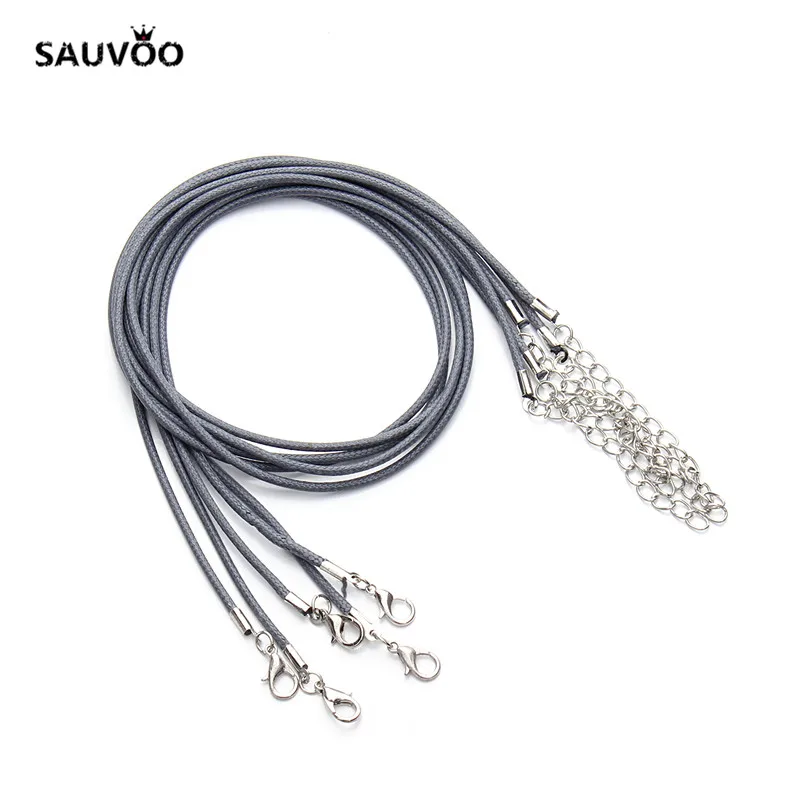 SAUVOO 20 шт./лот 15 цветов модный воск шнур ожерелье цепи шириной 2 мм с застежками