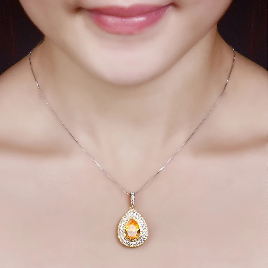 MALANDA Мода желтый циркон Кристалл от Swarovski подвески в форме капель воды ожерелья