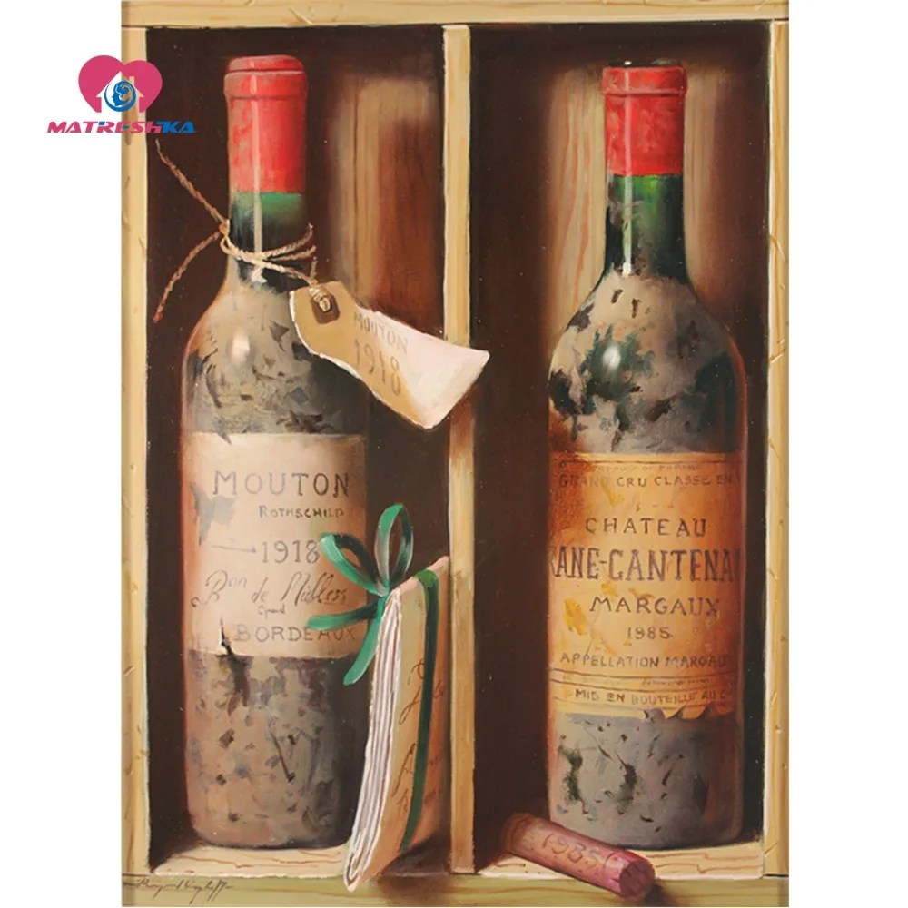 Алмазная вышивка пейзаж вино фрукты картина Стразы Вышивка Набор для мозаики