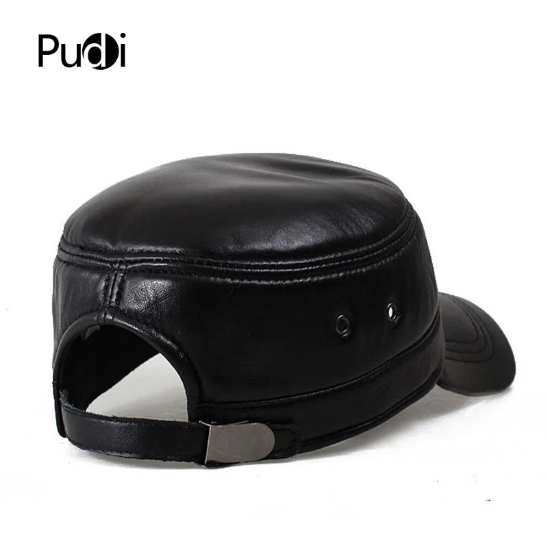HL7071 genuine leather men baseball cap hat brand new  men's real leather adult solid adjustable army hats/caps
