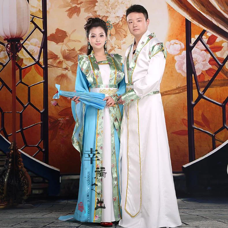 

ZZB059 Vestido largo Blue and white hanfu clothes Free Shippin Lovers costume chinese style hanfu wedding bride and groom chiaki