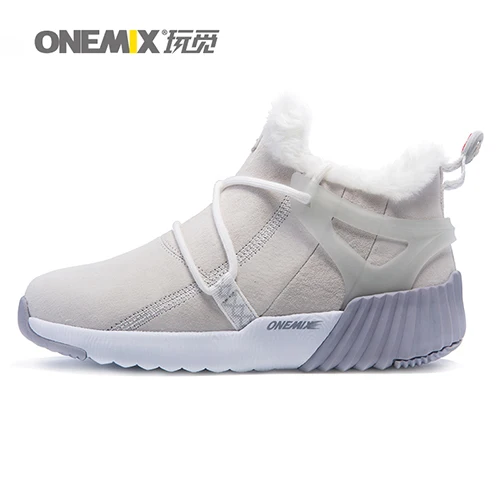 Beige women ONEMIX новые зимние Для мужчин сапоги теплая шерсть кроссовки на открытом воздухе унисекс спортивные спортивная обувь удобные кроссовки продаж, размер 36-46 - Цвет: Beige women
