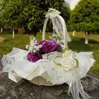 Кружевная корзина для цветов, свадебное украшение, ручная работа, ротанговый свадебный цветок корзина для лепестков, корзина для фруктов, имитация лепестков