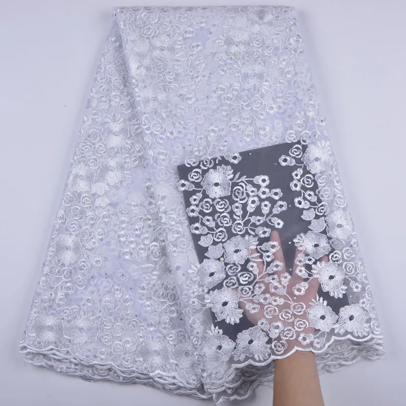 Кружевное фатиновое платье с вышивкой свадебное из Нигерии высокого качества