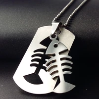 stainless steel double layer fish bone charm necklace detachable fish bone necklace sea bottom animal bone necklace jewelry