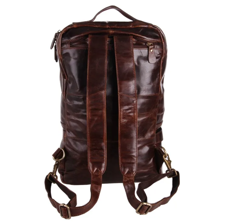 Высокое качество винтажный кофе 100% гарантия натуральная кожа мужские рюкзаки