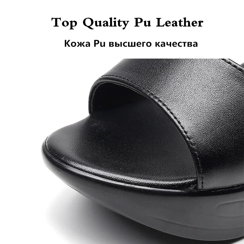 LIN KING/Модные женские сандалии с пряжкой; большие размеры Материнские кожаные сандалии; обувь на платформе, увеличивающая рост; женская летняя пляжная обувь