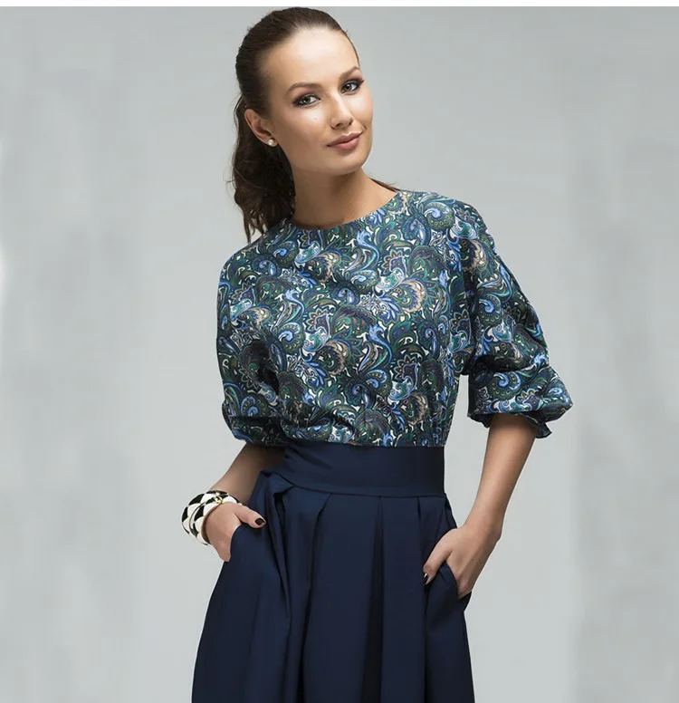 Женский дизайнерский комплект одежды винтажный из 2 предметов блузка с цветочным