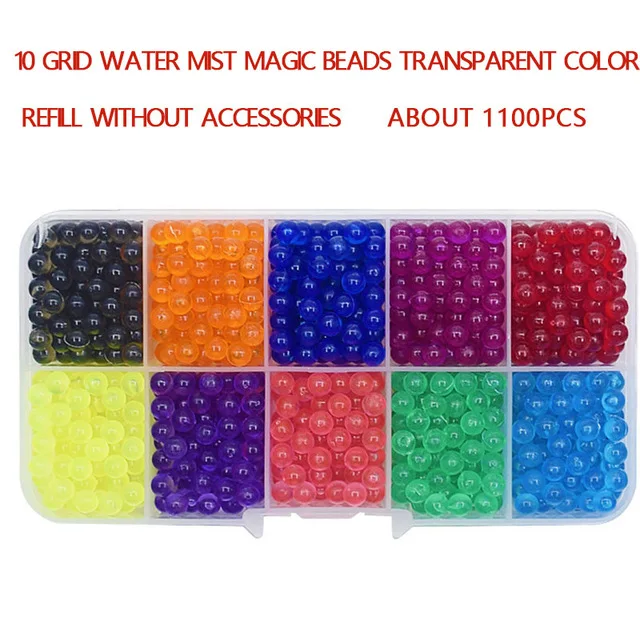 1100PCs 10 цветов, хрустальные бобы, сделай сам, спрей для воды, магические бусины, 3D головоломка, Обучающий набор, игрушки для детей - Цвет: 1100PCs