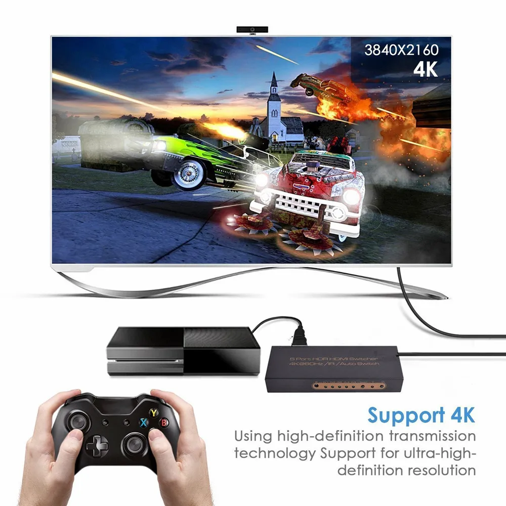 4K @ 60 Гц HDMI переключатель 5x1 5 в 1 выход или 3x1 3 2 0 с ИК пультом дистанционного