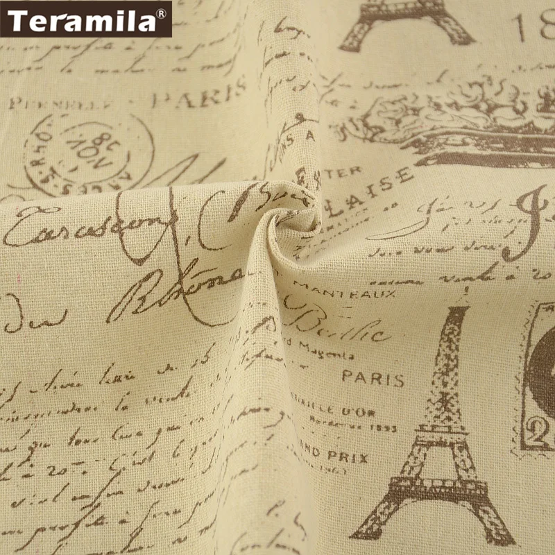 Teramila Текстиль для дома из хлопка и льна Ткань принт башни слова Вышивание