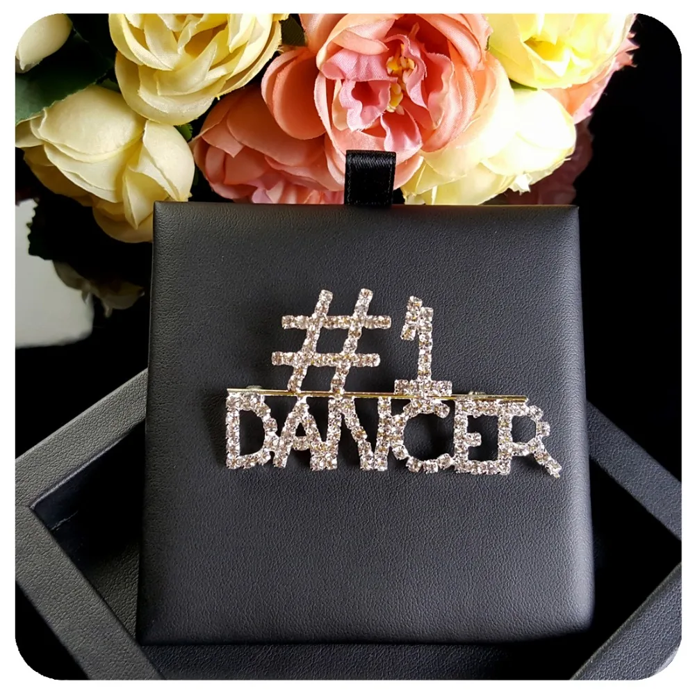 Серебряный цвет стразы брошь &quot#1 танцор&quot булавка для танцевальных