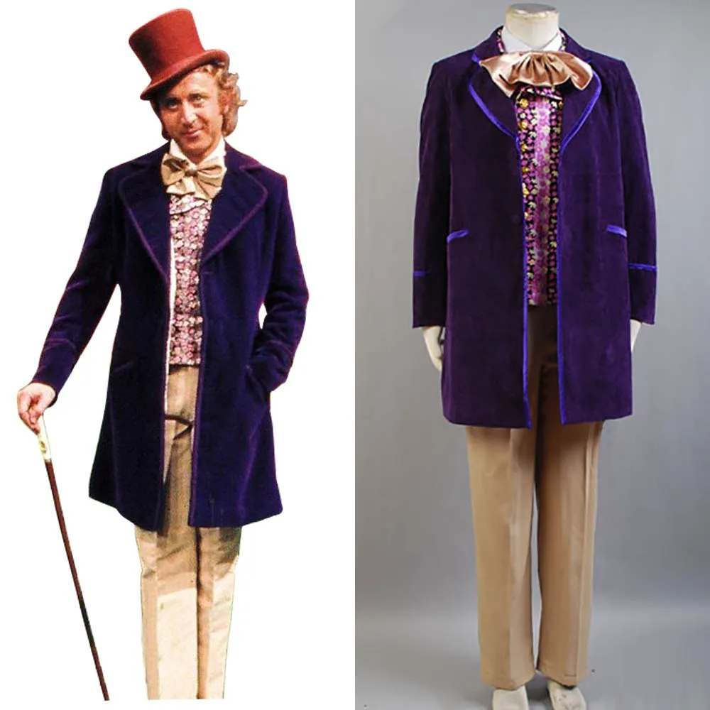 Willy Wonka и шоколадная фабрика 1971 косплей костюм пальто + жилет галстук бабочка| |