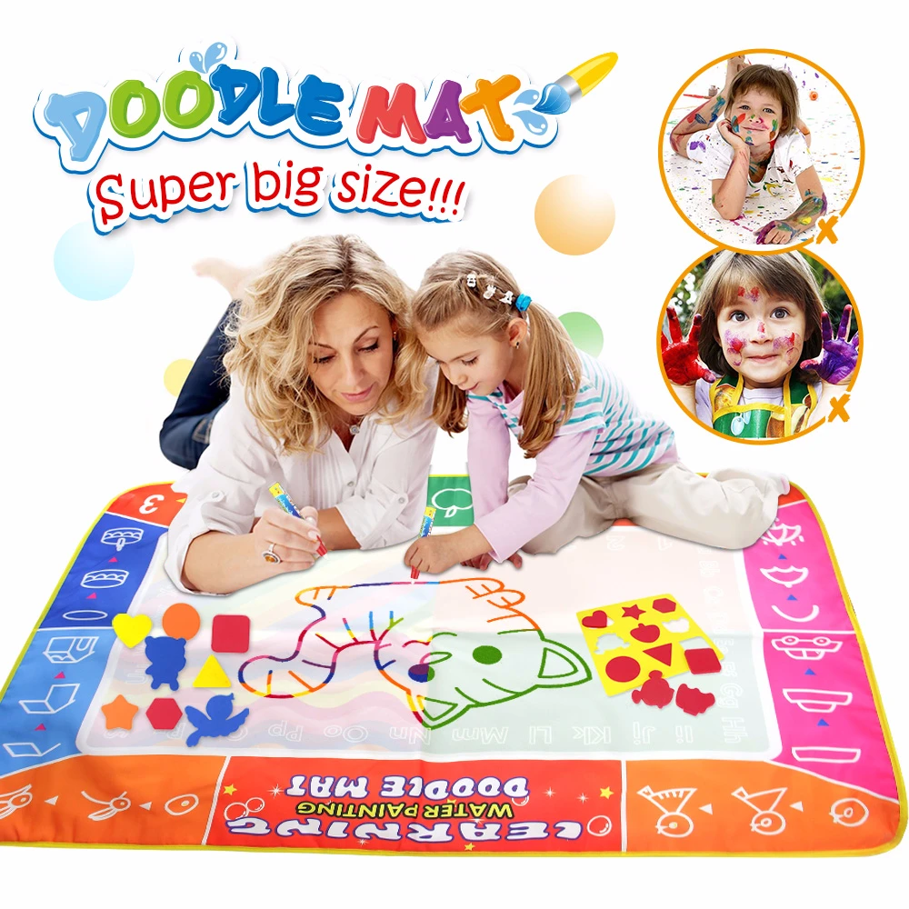 120x90CM Colorful Water Painting Mat & 3 Drawing Pens 1 Brush 17 Stamps Graphic Copy Coloring Toy Kid Gift | Игрушки и хобби
