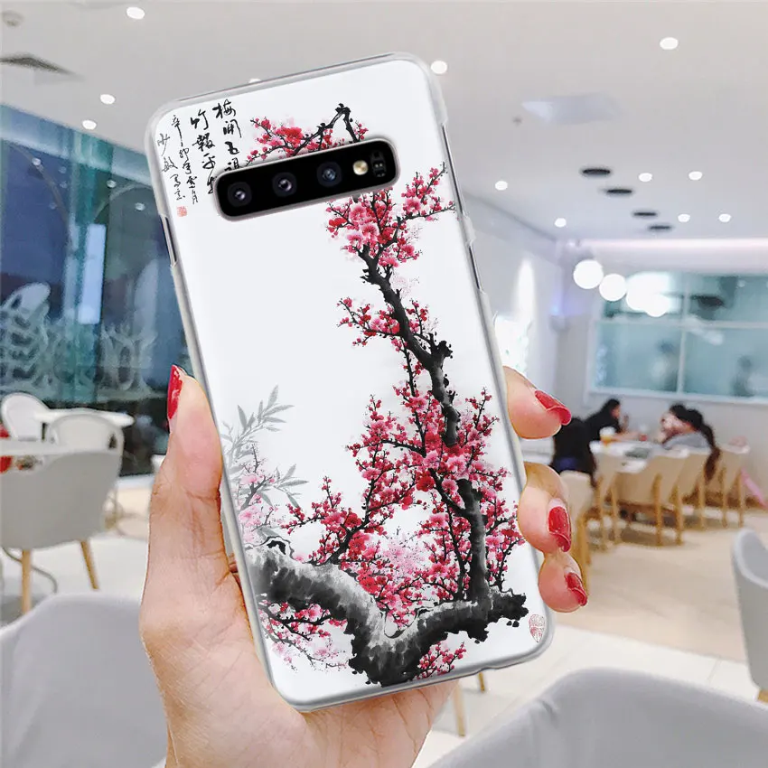 В китайском стиле живописи тушью чехол для телефона для samsung Galaxy S10e S10 плюс S7 S8 S9 Plus Note 8 9 M10 M20 M30 жесткий чехол Coque
