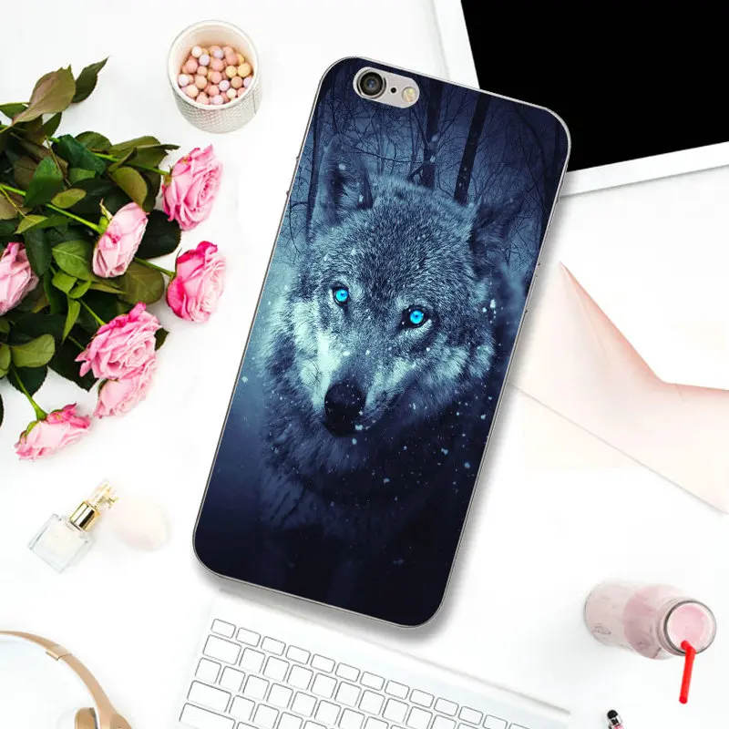 Красочный крутой волк чехол с животными для iphone 7 8 plus 6S X XR XS Max 5 6 5S SE 6PLUS
