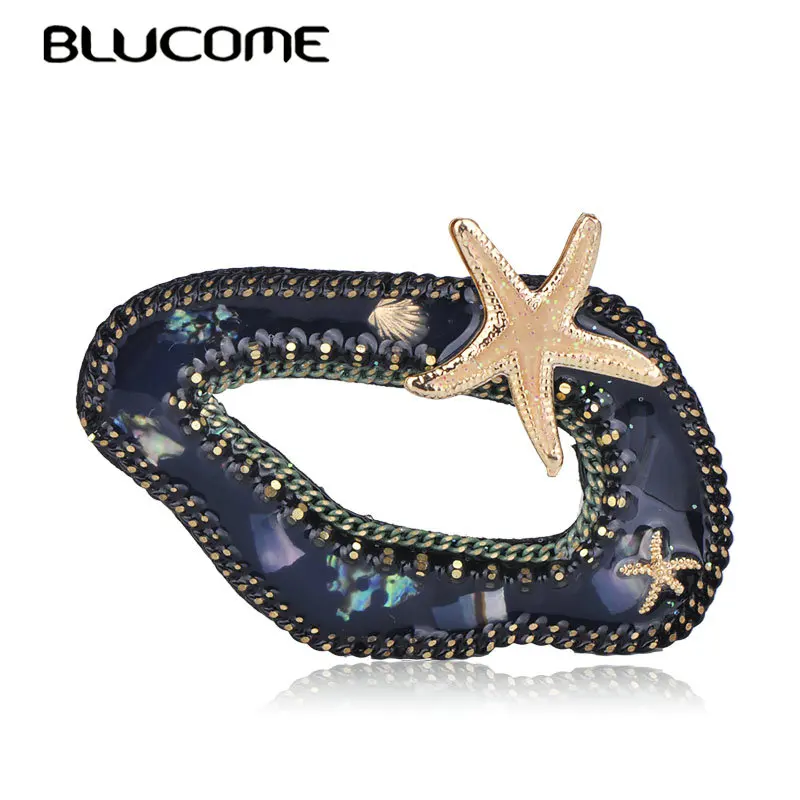 Blucome, модная брошь в форме морской звезды, значок, Абалон, ракушка, нерегулярные круглые булавки для женщин, Детский костюм, воротник, шарф, корсаж, ювелирное изделие