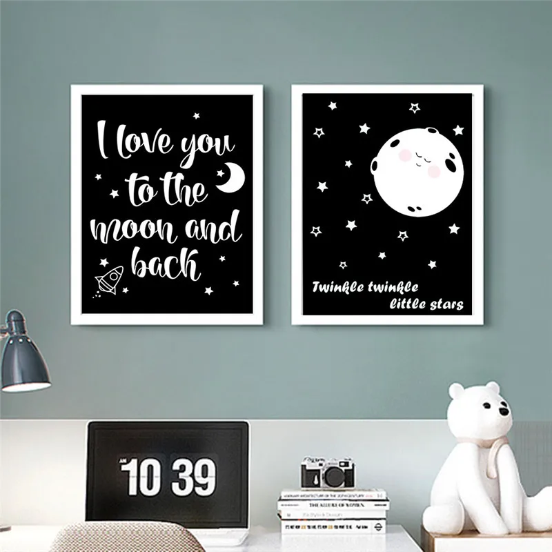 Настенная картина в скандинавском стиле черно белая мультяшная цитата постеры и