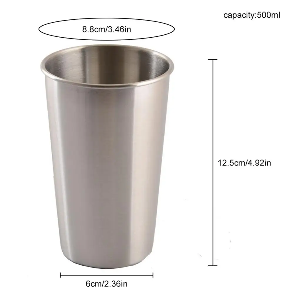 Silver 500ml 500 мл/350 мл кружки из нержавеющей стали Штабелируемый Металл стаканы для напитков кружки для кофе и молока охладитель вина пивные чашки для путешествий, кемпинга - Цвет: Silver 500ml