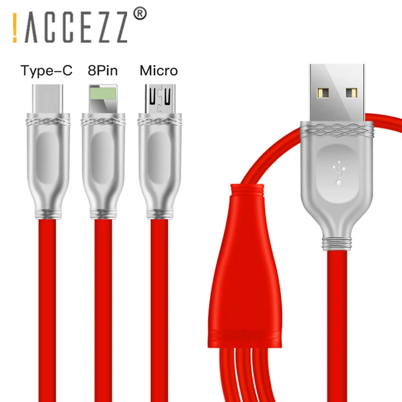 ! ACCEZZ TPE кабель для быстрой зарядки Micro usb type C samsung Xiaomi 5 освещение iPhone X 7 8 6 Plus 3A USB