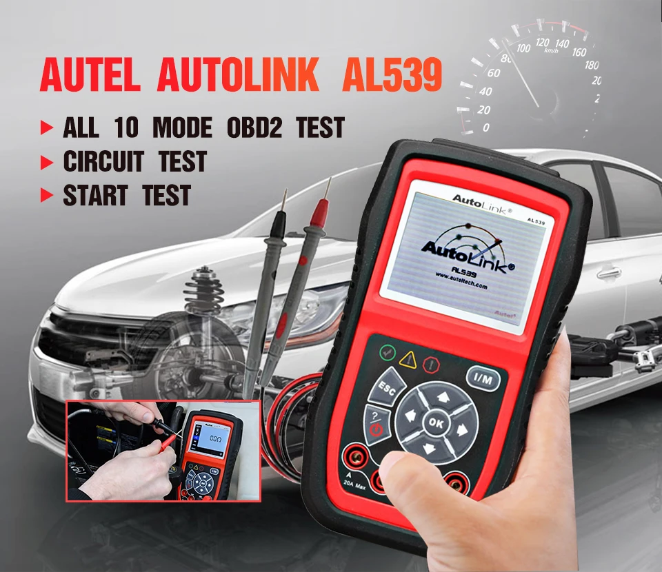 Autel Автоссылка AL539 автоматический считыватель кода OBDII Электрический тестовый инструмент AL539 OBD2 сканер Интернет обновление напряжения цепи старт тест er
