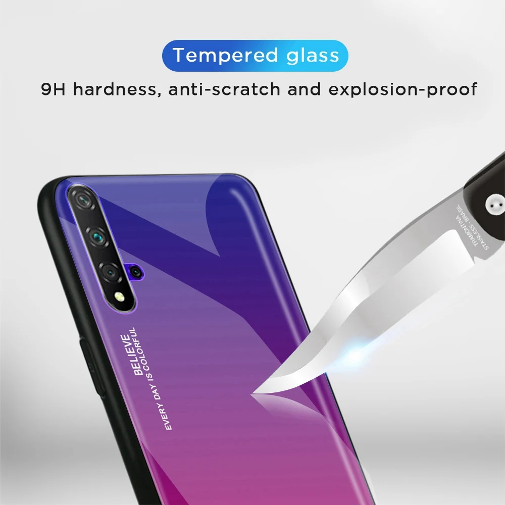 Mirror Glass Phone Case For Samsung S10 5G Huawei Honor 20 Pro Xiaomi Redmi 7A GO Cover Gradient Back Fundas |