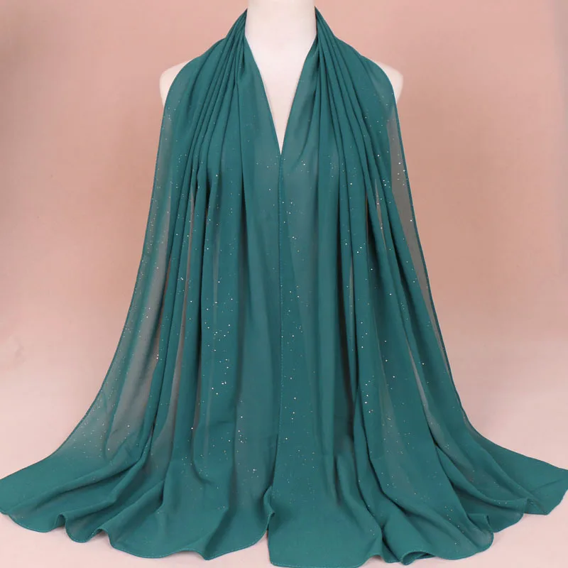 10 NEW women gold chiffon solid color muslim head scarf shawls and wraps pashmina bandana female foulard ladies hijab stores - Цвет: 10