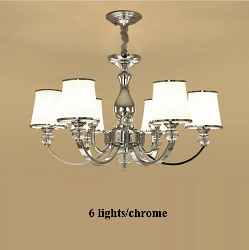 Современные золотые металлические светодиодные люстры, светильник ing Lustre Crystal для гостиной, светодиодная подвесная люстра, светильник для спальни, Подвесная лампа, светильники - Цвет абажура: 6 lights chrome