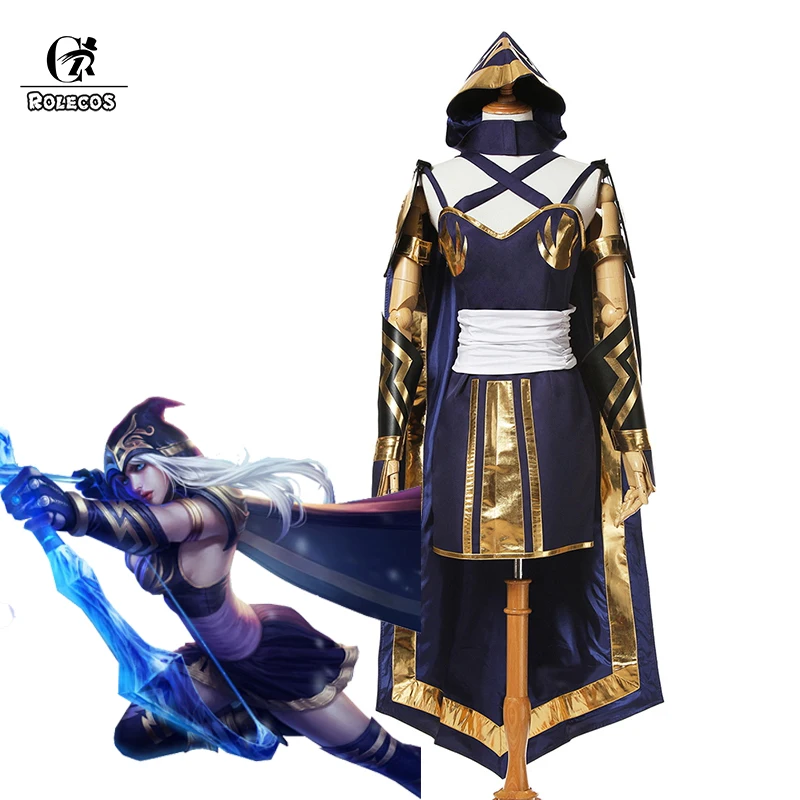 ROLECOS лол Эш косплей костюм бренд высокое качество Кастомизация для LOL Косплей на