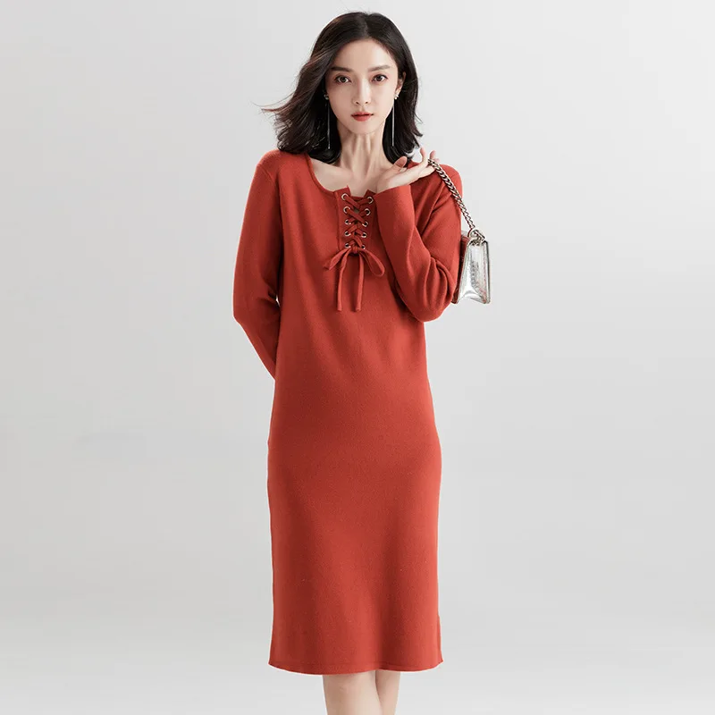 Женское платье в Корейском стиле Свободное длинное облегающее большого размера