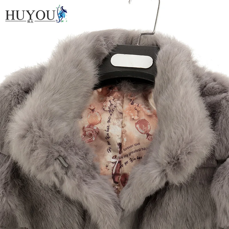 HUYOU 2018 дамы реальные шуба из натурального меха кролика для женщин Зимняя одежда с