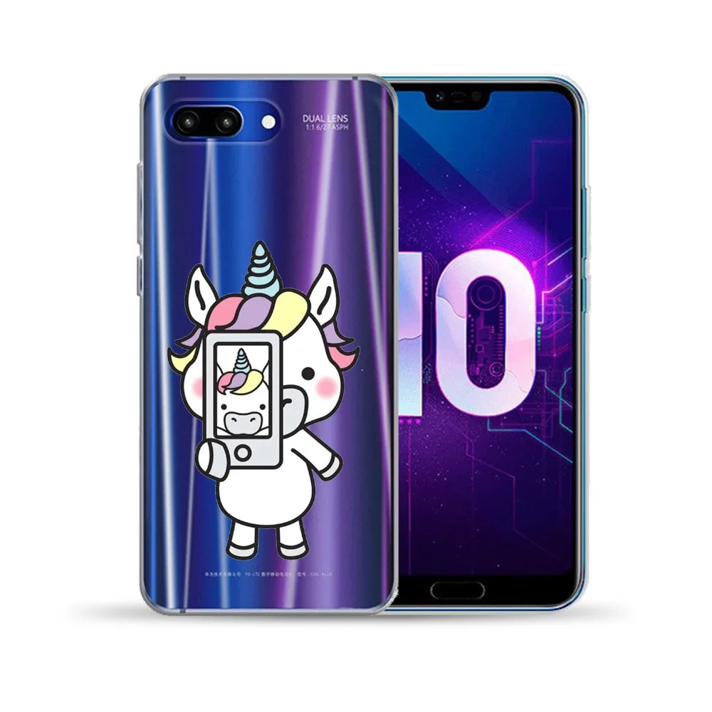 Мягкий ТПУ чехол с мультяшным единорогом для Huawei Honor 9 10 Lite 10i View 20 8X 8C 7A Y5 Y6 II Y3 Y7 2017 Y9