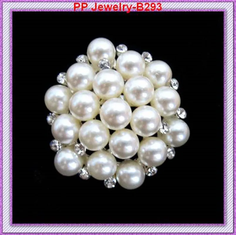 

Cheap Wholesale 120PCS/LOT Silver Tone Pearls Flower Brooch Pins