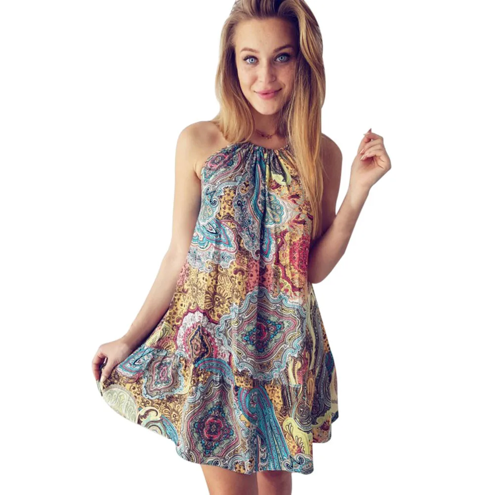 Бесплатное платье Ostrich Пляжное Платье с лямкой на шее сексуальное Стильное