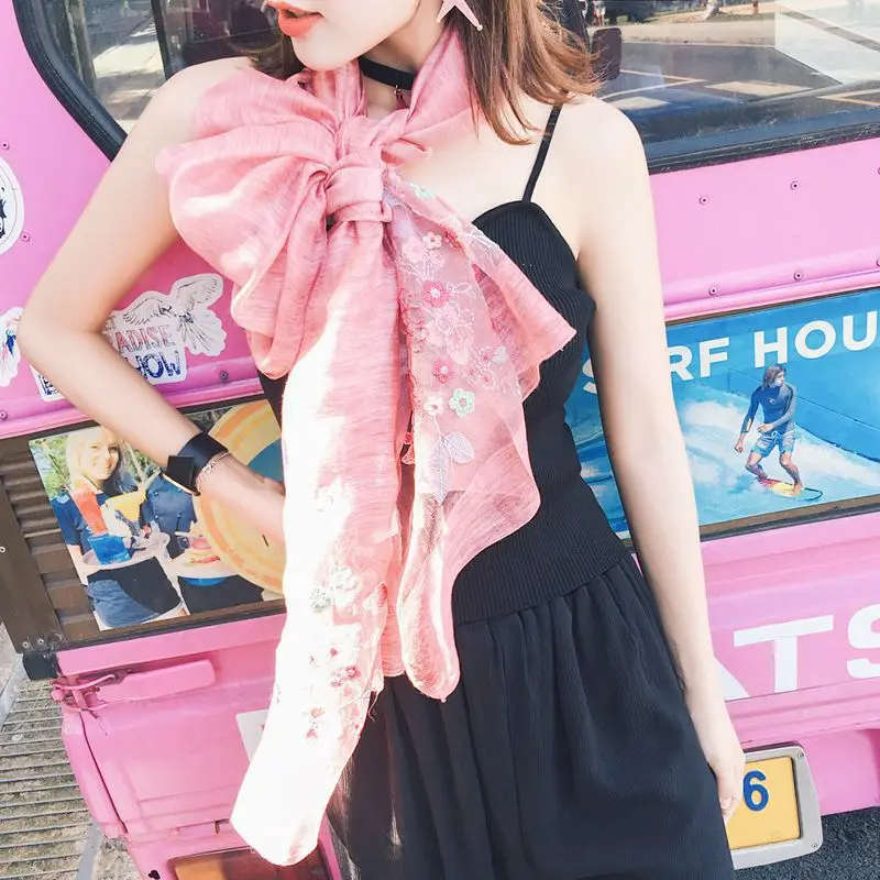 2018 new travel sunscreen shawl spring and autumn silk scarves female embroidered wool Variety scarf | Аксессуары для одежды
