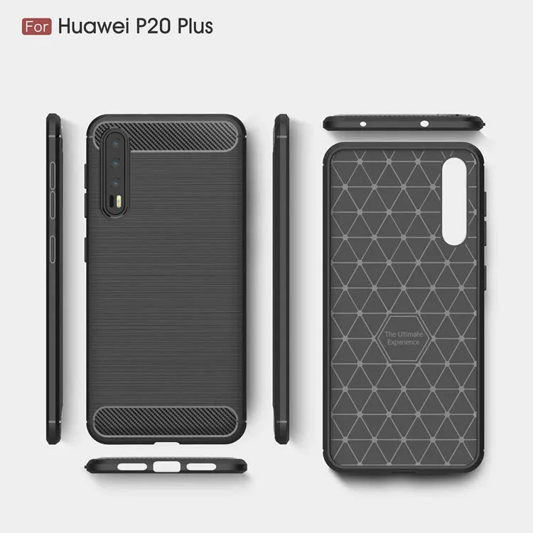 TobeThird For Huawei P20 Plus Case Carbon Fiber Texture Brushed TPU Gel Phone Cover for Pro / 6.1 inch | Мобильные телефоны и
