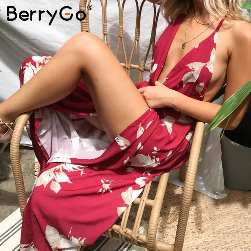 Simplee спинки на шнуровке в стиле Бохо длинное платье для женщин Разделение v