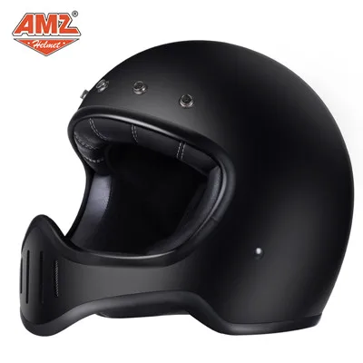 Черный AMZ Стекловолоконный мотоциклетный шлем для мужчин Casco Moto rbike полный шлем для мотокросса шлем мотоциклетный DOT сертификация - Цвет: Черный