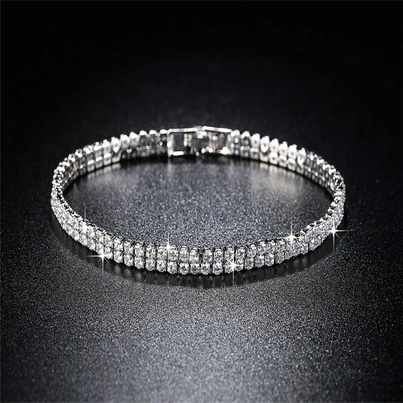 3 ряда хип хоп Bling Iced Out мужские s медь циркон браслет теннис 19 см цепи браслеты для