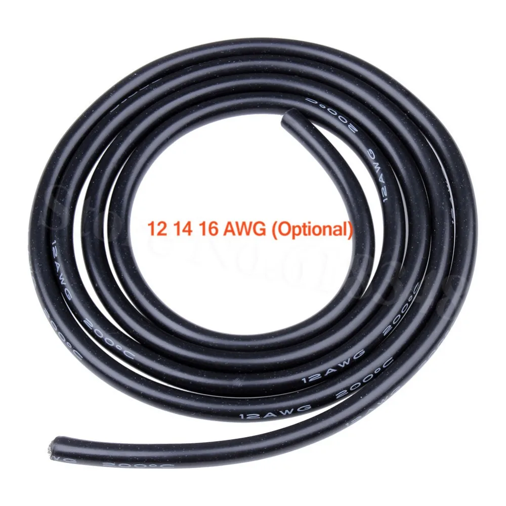 Гибкий силиконовый кабель 12 14 16 AWG красный/черный для радиоуправляемых